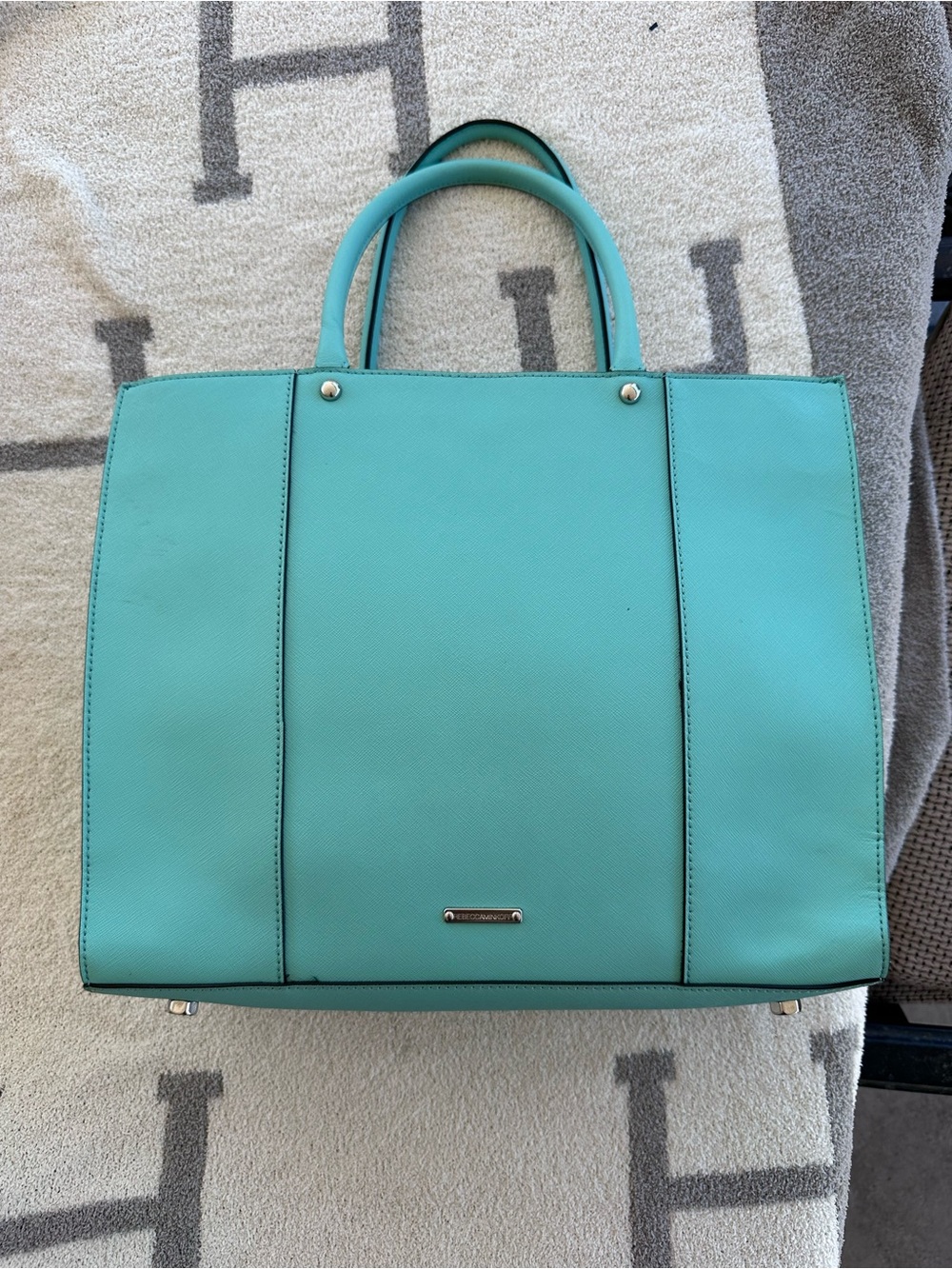 Turquoise Leather Tote Bag Rebecca minkoff